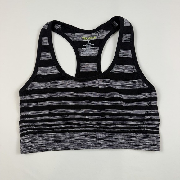 tek gear Other - Tek Gear Black And‎ Marled Grey Striped Light Support Sports Bra-Size Small